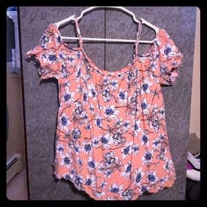 Flowy flower off the shoulder top
